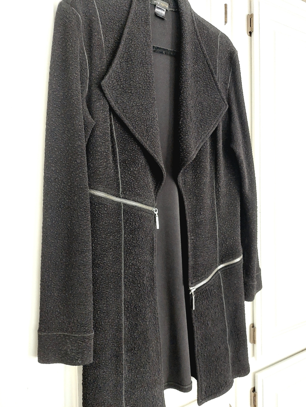 Eva Varro Barcelona Pebble Textured Knit Jacket in Black Size L - Picture 4 of 14